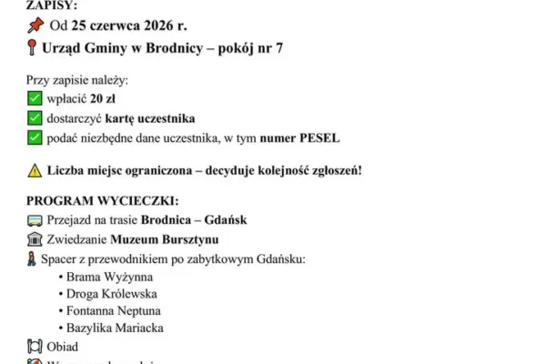 Wycieczka do Gdańska dla dzieci z gminy Brodnica – jeszcze wolne miejsca