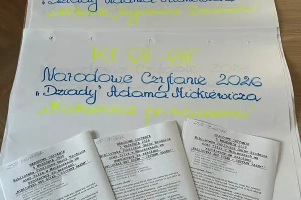 Narodowe Czytanie 2026 w gminie Brodnica – biblioteka bez ścian w szkołach
