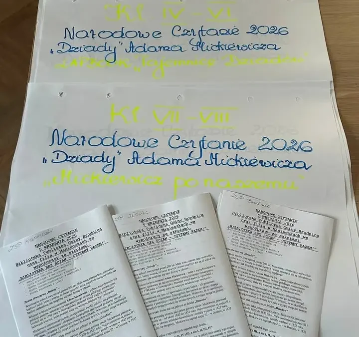 Narodowe Czytanie 2026 w gminie Brodnica – biblioteka bez ścian w szkołach