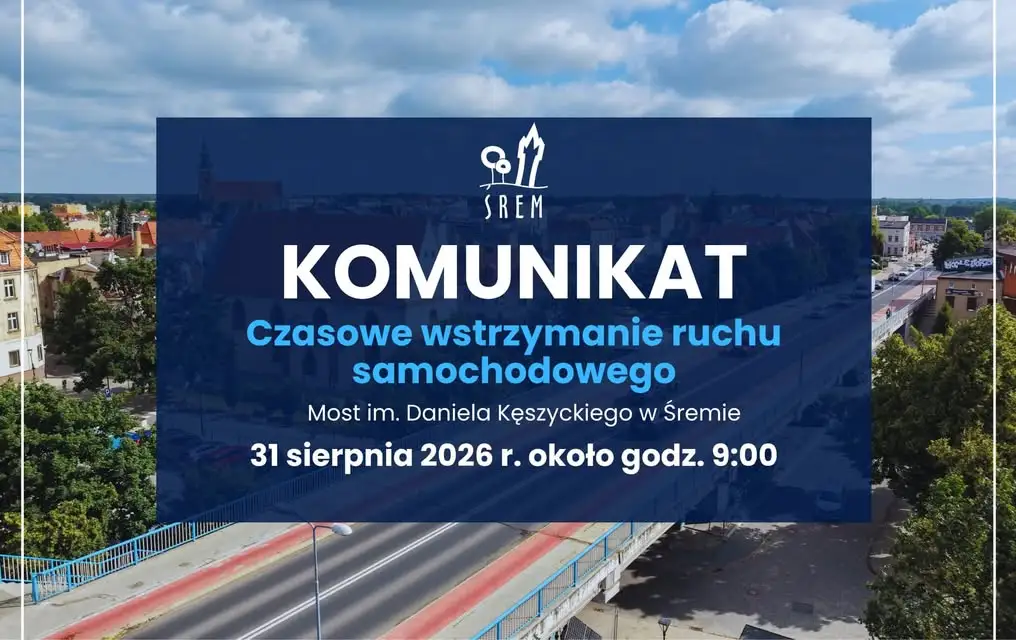 Utrudnienia na moście w Śremie – czasowe wstrzymanie ruchu w poniedziałek