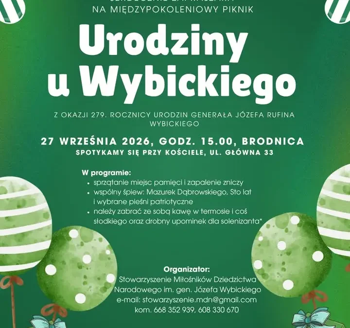 Międzypokoleniowy Piknik w Brodnicy z okazji 279. rocznicy urodzin Józefa Wybickiego