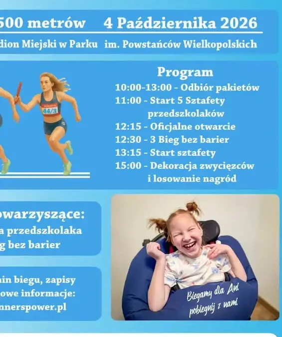 Charytatywna Sztafeta 20 Października w Śremie – pobiegnij dla Ani