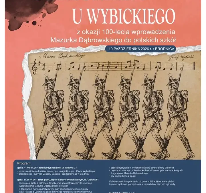 Brodnica: „Z Mazurkiem u Wybickiego” – 100-lecie Mazurka Dąbrowskiego w szkołach