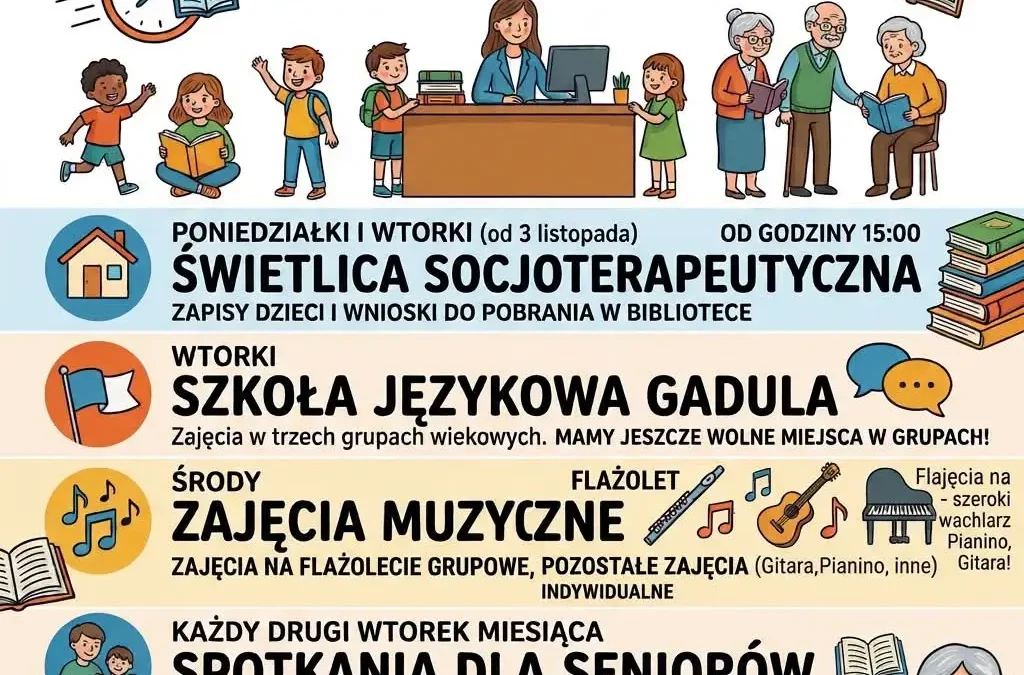 Biblioteka w Brodnicy zaprasza na nowe zajęcia – od świetlicy po spotkania dla seniorów