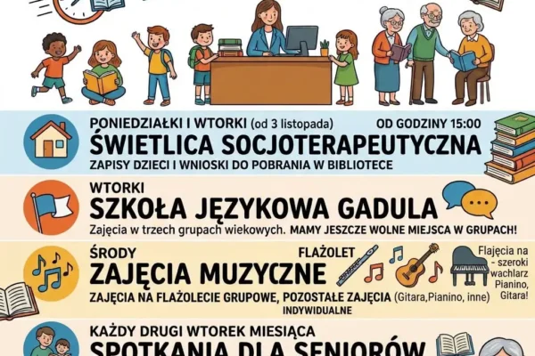 Biblioteka w Brodnicy zaprasza na nowe zajęcia – od świetlicy po spotkania dla seniorów